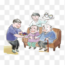给爷爷奶奶端水果