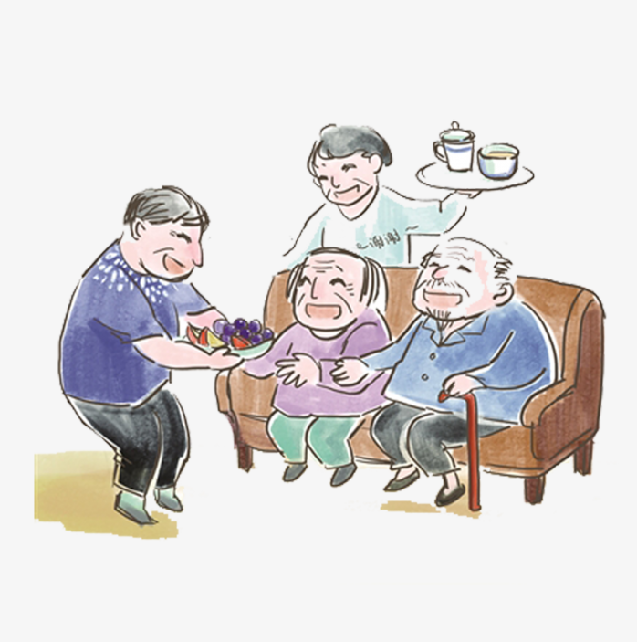 给爷爷奶奶端水果