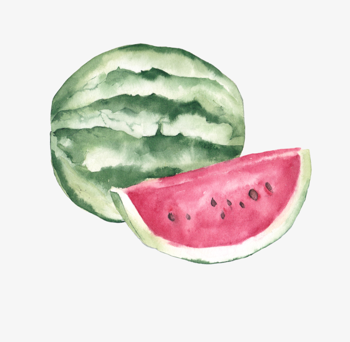 西瓜夏日冰爽手绘卡通水果