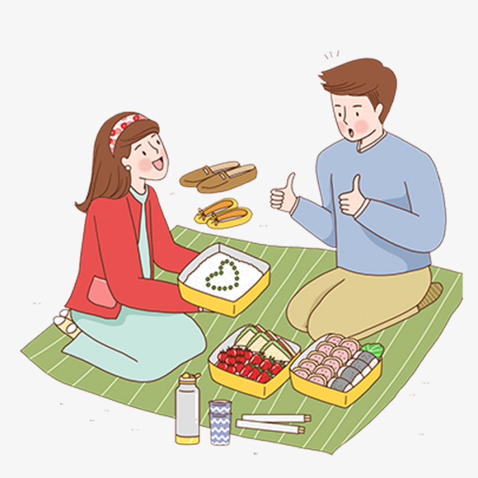 春季卡通人亲子游素材