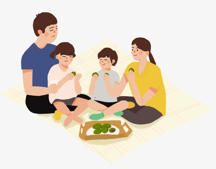春季卡通人亲子游素材