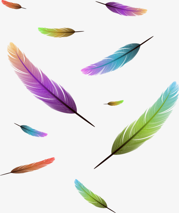 漂浮彩色羽毛图形素材免抠免费