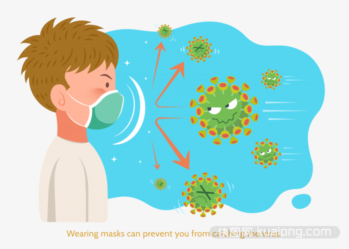 戴口罩插画