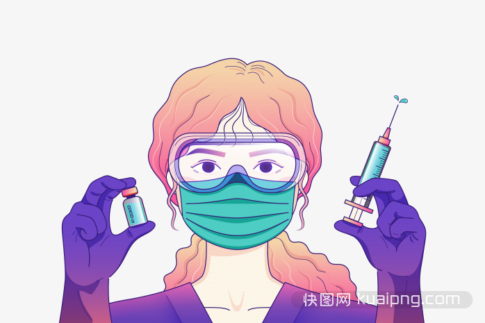 接种新冠疫苗插画