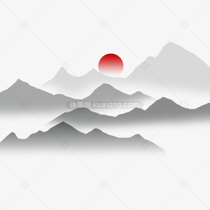 快图网独家原创手绘水墨山水风景画-快图网-免费PNG图片免抠PNG高清背景素材库kuaipng.com