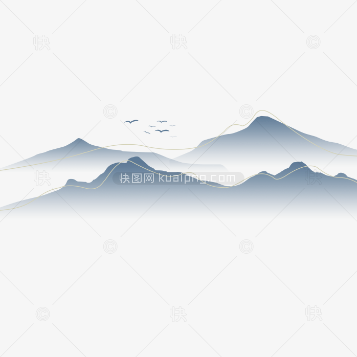 快图网独家原创手绘水墨山水风景画-快图网-免费PNG图片免抠PNG高清背景素材库kuaipng.com