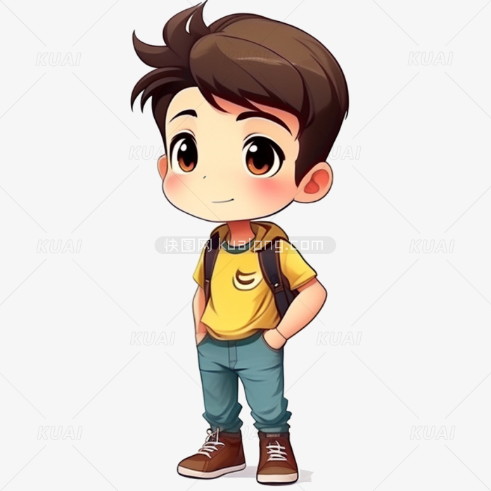 背着书包的卡通小男孩