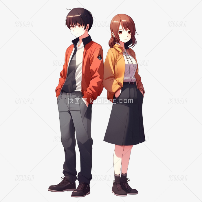 卡通二次元情侣人物