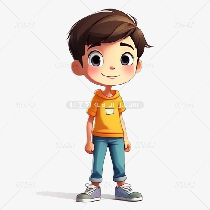 手绘卡通小男孩人物