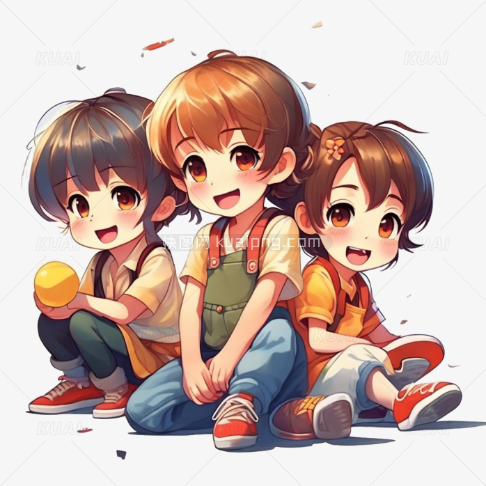手绘卡通二次元小学生人物