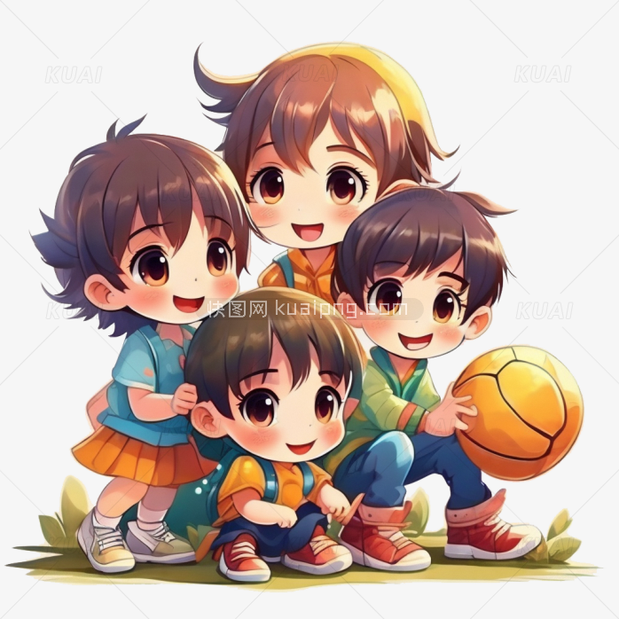 手绘卡通二次元小学生人物