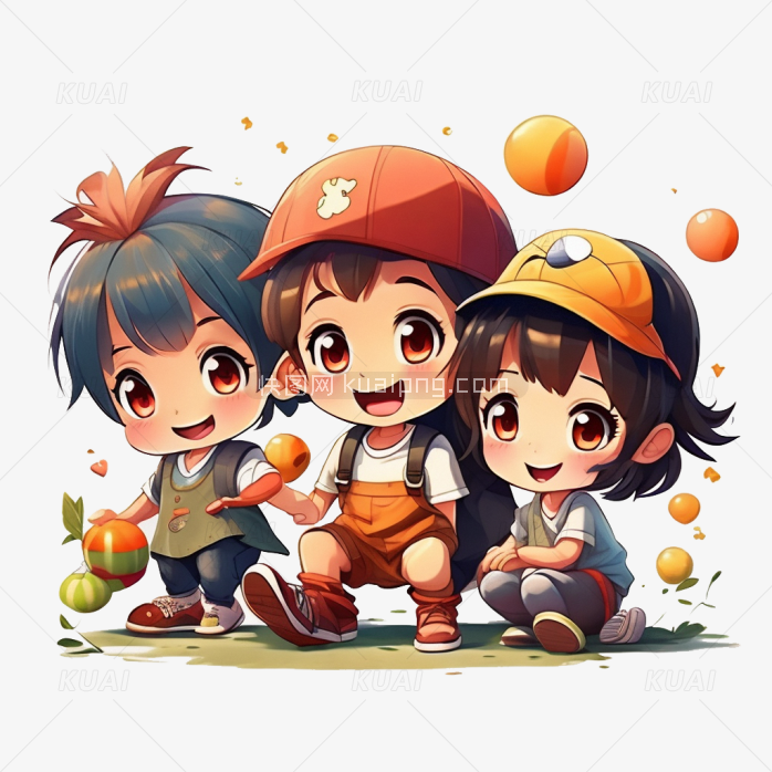 手绘卡通二次元小学生人物
