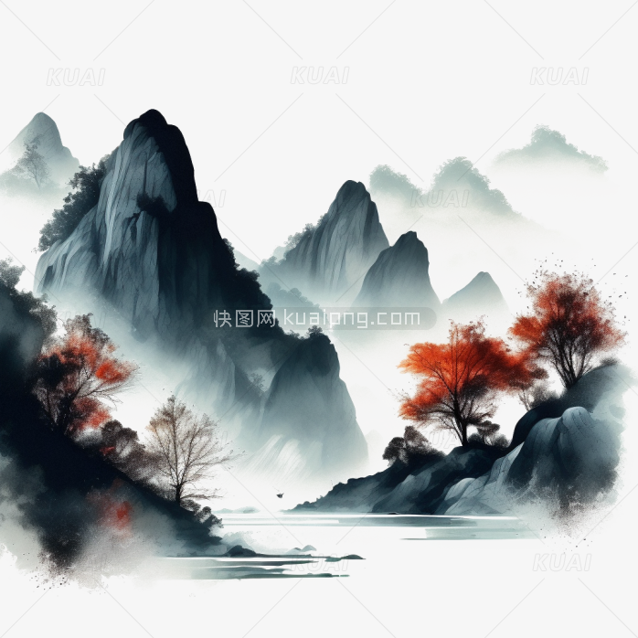 中国风水墨山水画-快图网-免费PNG图片免抠PNG高清背景素材库kuaipng.com