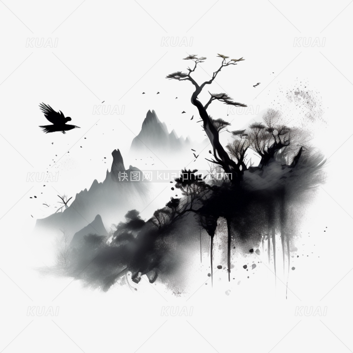 中国风水墨山水画-快图网-免费PNG图片免抠PNG高清背景素材库kuaipng.com