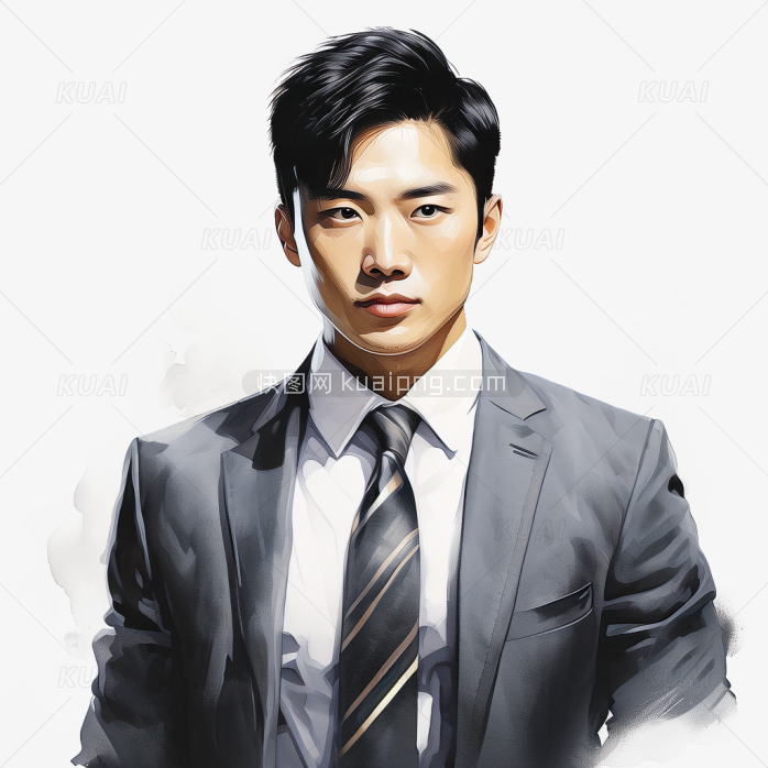 快图网AI创作手绘商务男人肖像画