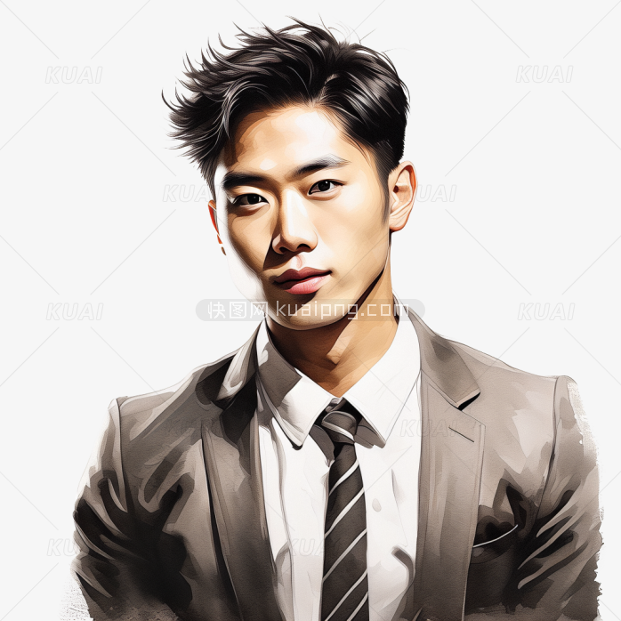 快图网AI创作手绘商务男人肖像画