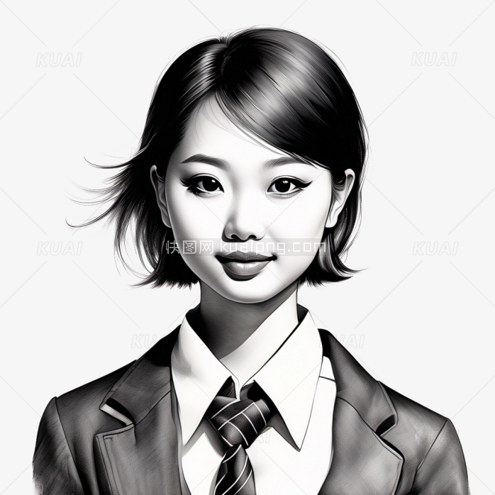 快图网创作手绘素描漂亮美女肖像