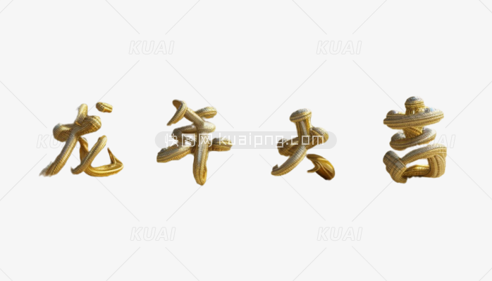 快图网AI生成龙年大吉金属字体