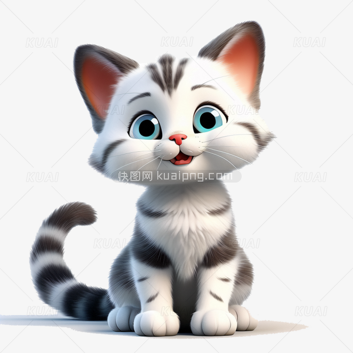 快图网AI创作花色3D猫咪