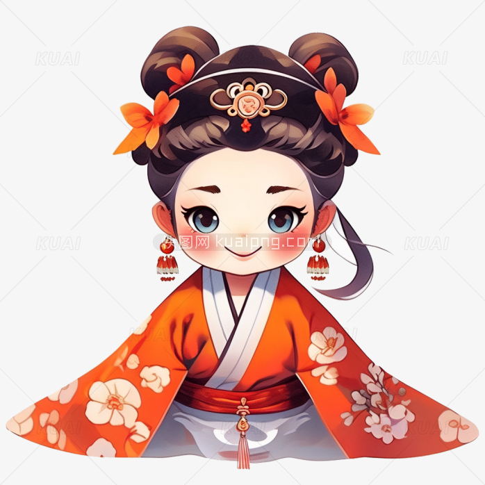 手绘中国古代卡通美女人物