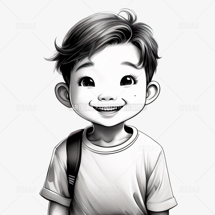 手绘素描小男孩