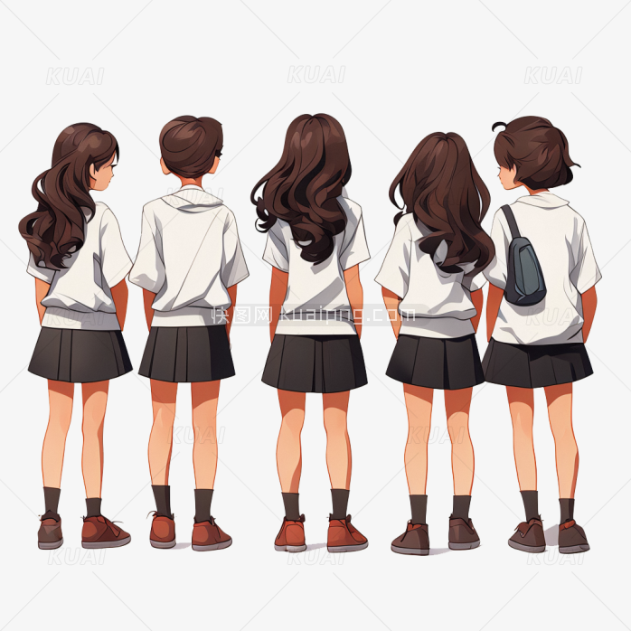 一群学生背对着站成一排