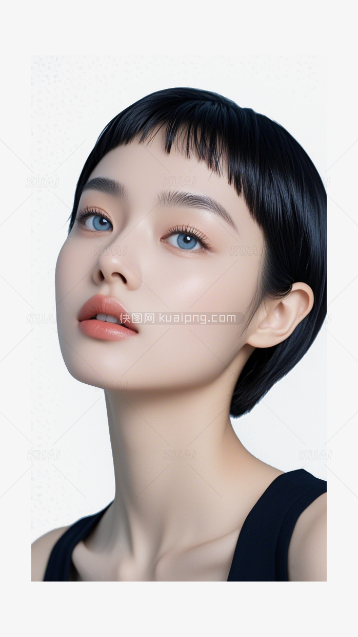 漂亮短发美女照片