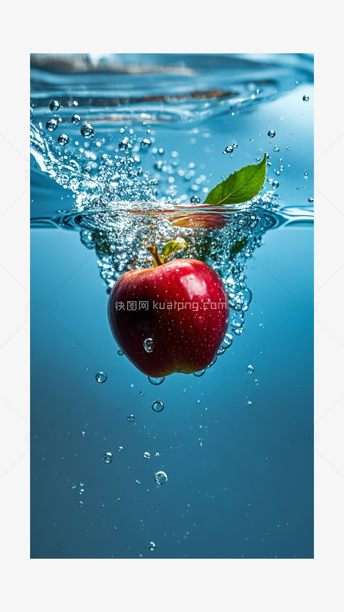 大红苹果落入清水素材