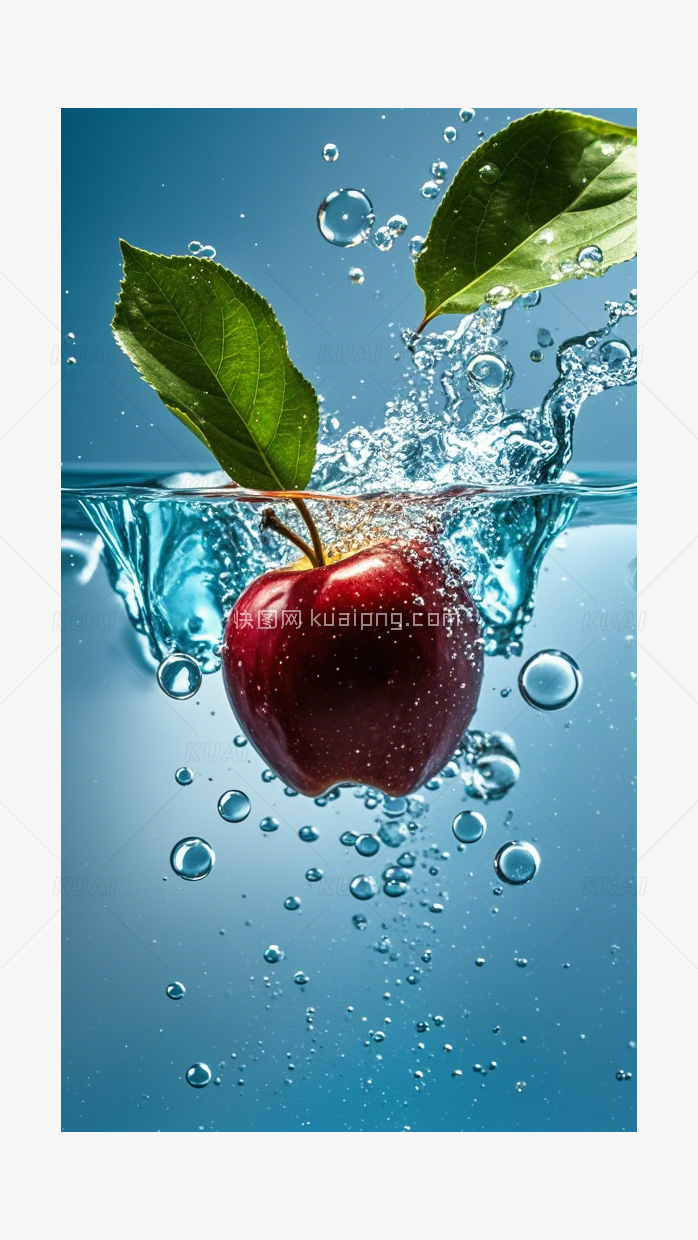 红苹果落入清水素材