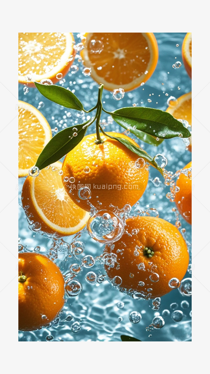 几个橙子在水里的壁纸