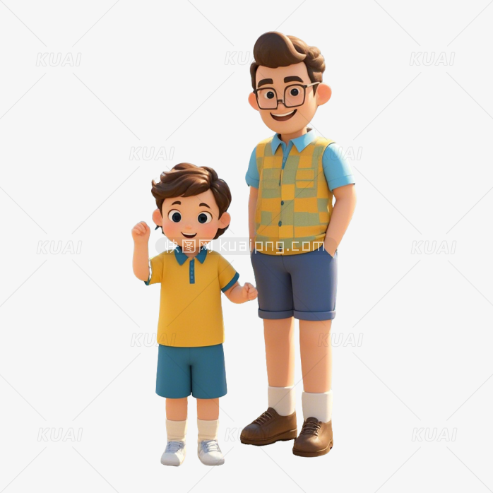 3D手绘父子人物