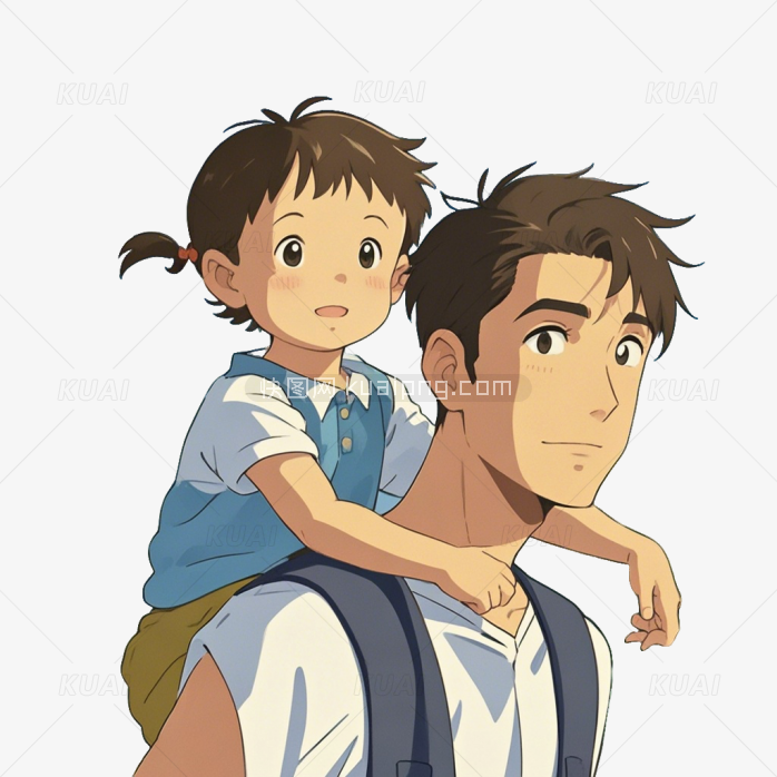 小孩子在父亲的背上