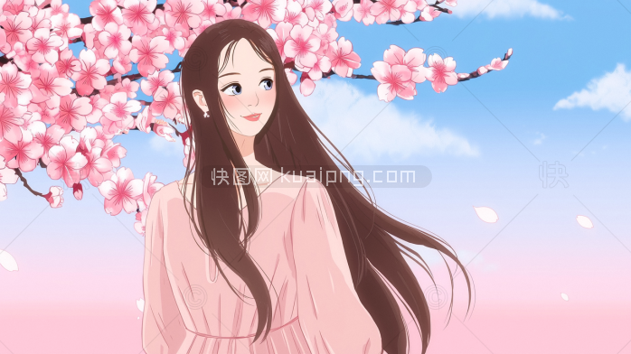 原创手绘漂亮女孩插画