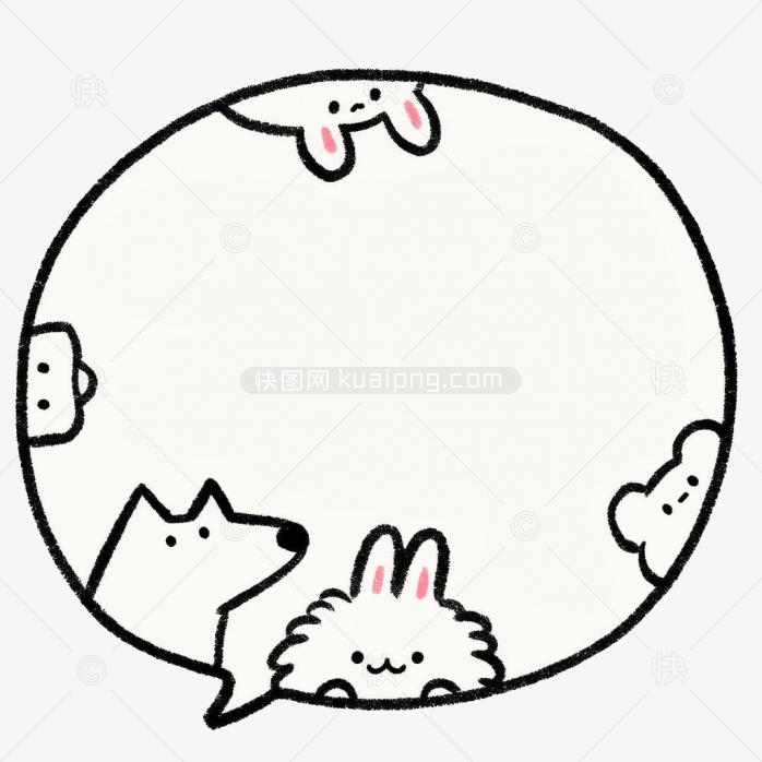 原创手绘各种小动物对话框