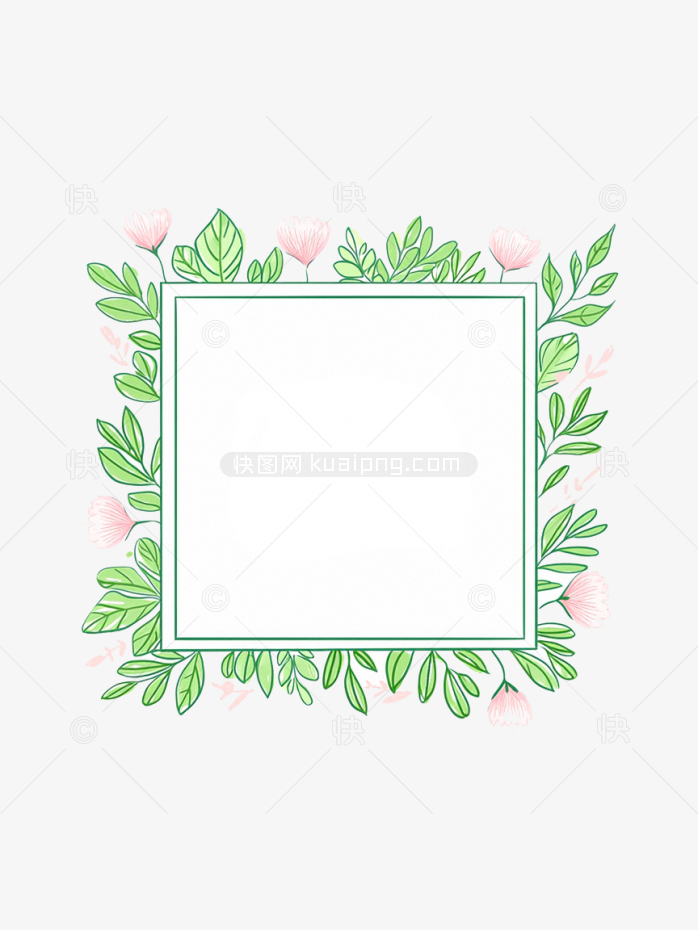 原创手绘北欧风格植物花边框