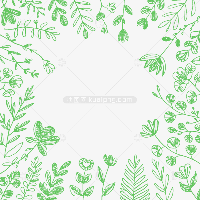 原创手绘北欧风格植物花边框