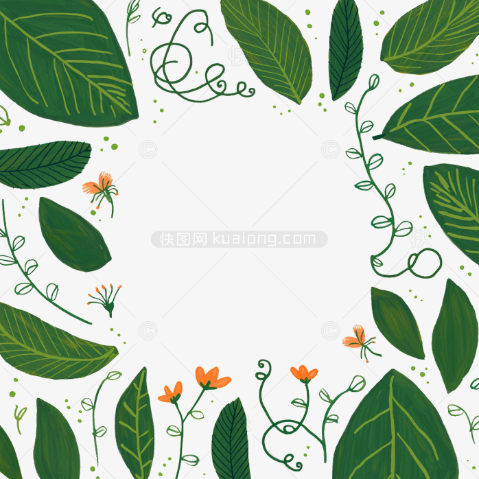 原创手绘北欧风格植物花边框