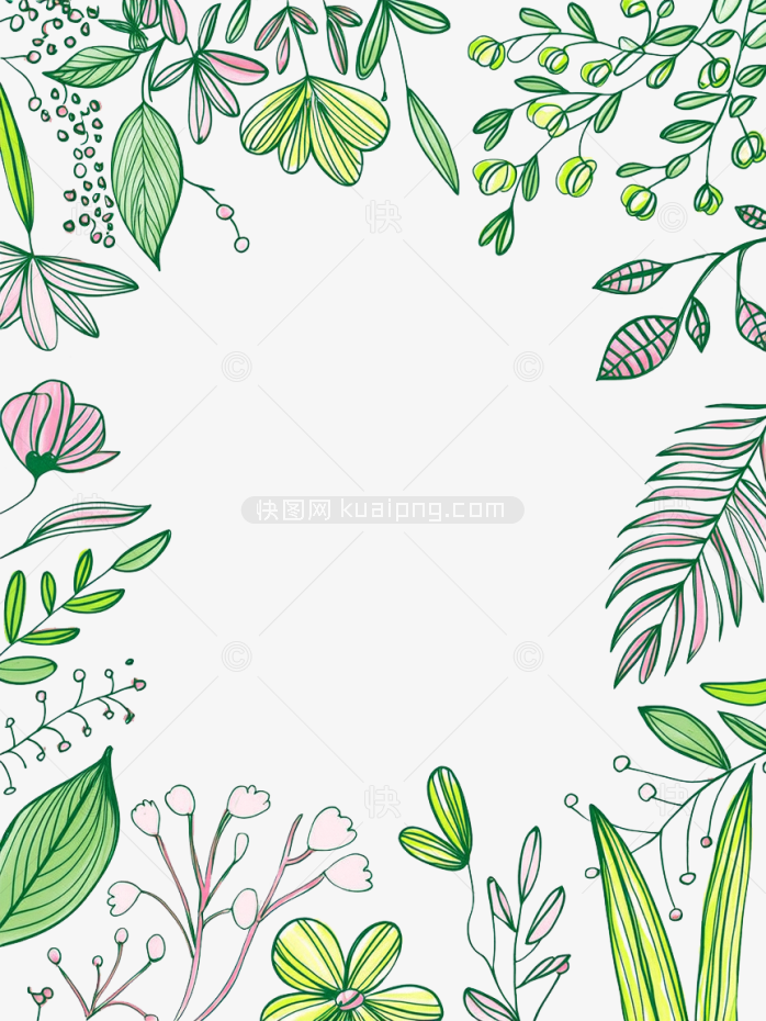 原创手绘植物花边框