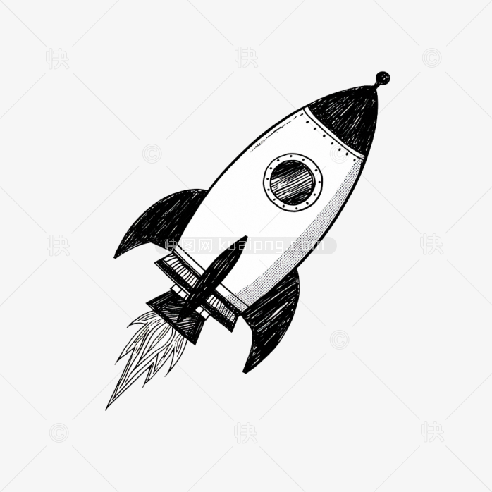 快图网原创手绘火箭元素