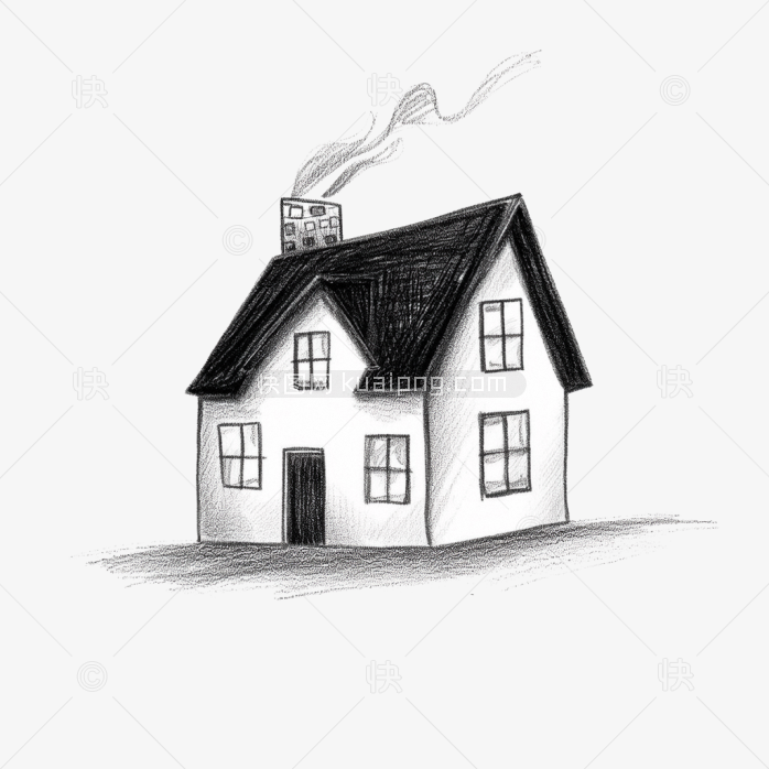 快图风原创素描小房子