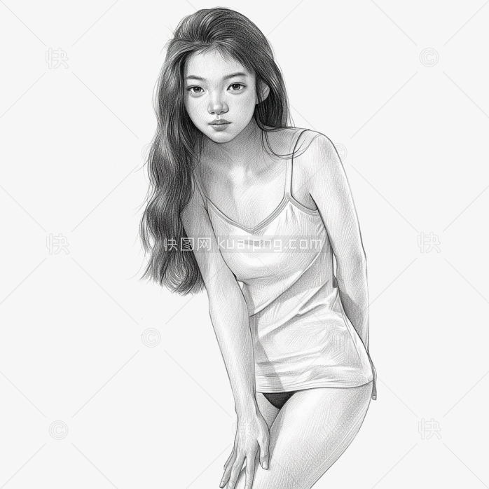 原创素描美女素描画