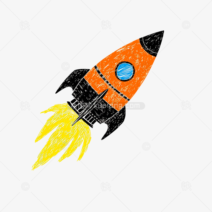 快图网原创手绘火箭元素
