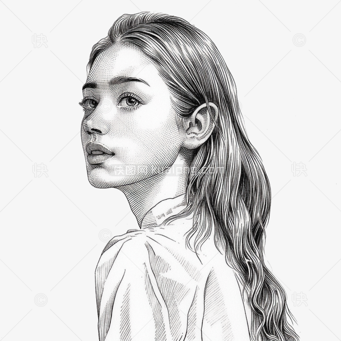 原创素描美女素描画