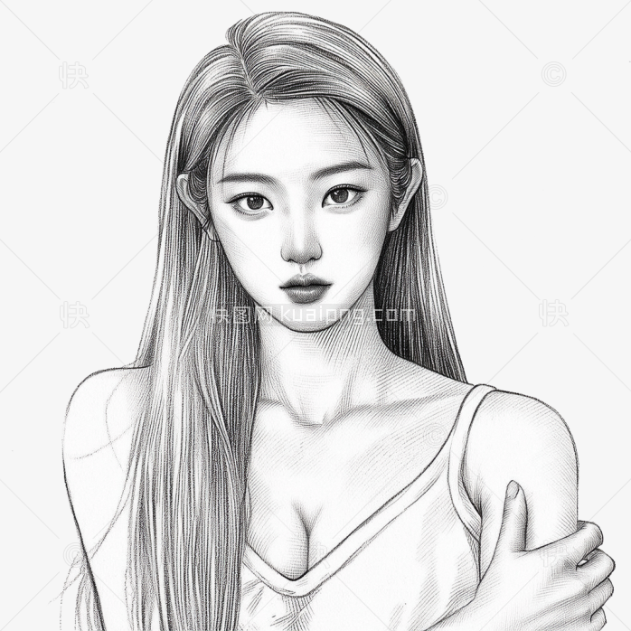 原创素描美女素描画