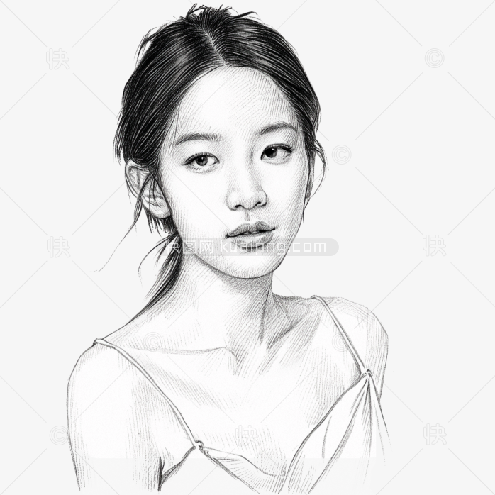 原创素描美女素描画