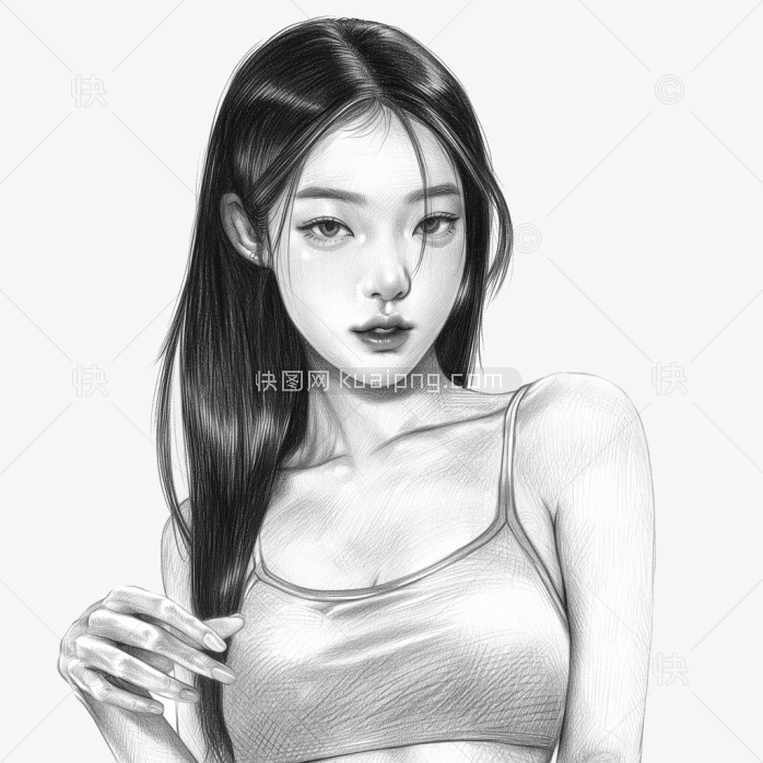 原创素描美女素描画