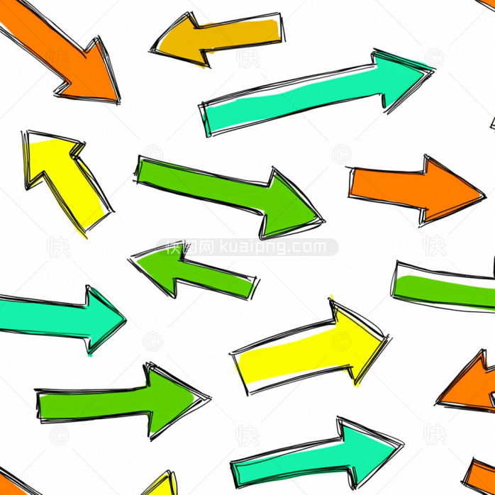 原创卡通手绘箭头平铺背景