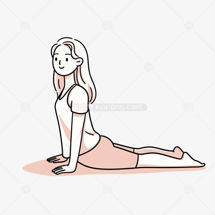 原创手绘练瑜伽的女孩