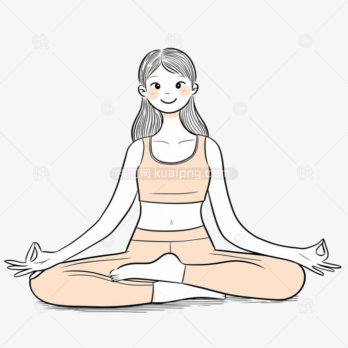 原创手绘练瑜伽的女孩