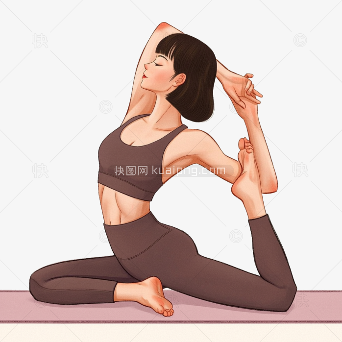 原创手绘练瑜伽的女孩